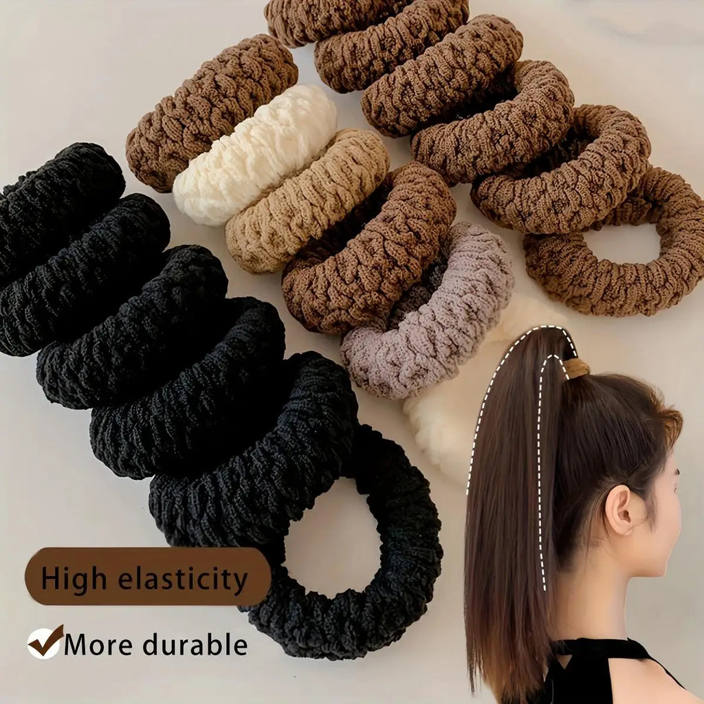Thick Knit Scrunchies – 6-Piece Ponytail Holder Set