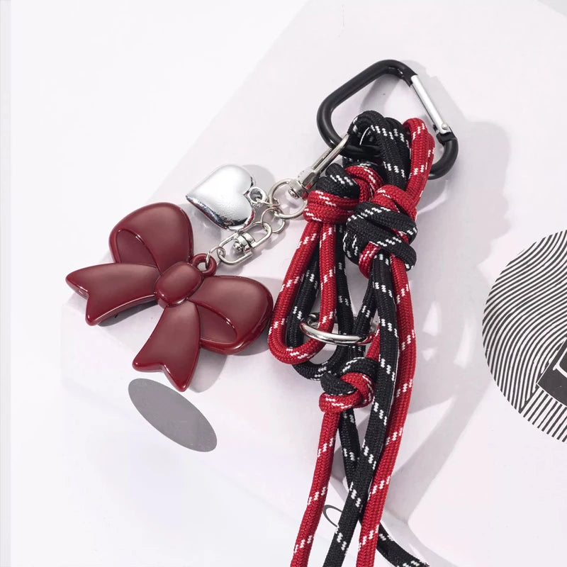 Leather Braided Bag Charm – Mini Bow Pendant for Handbags, Keys & Phone