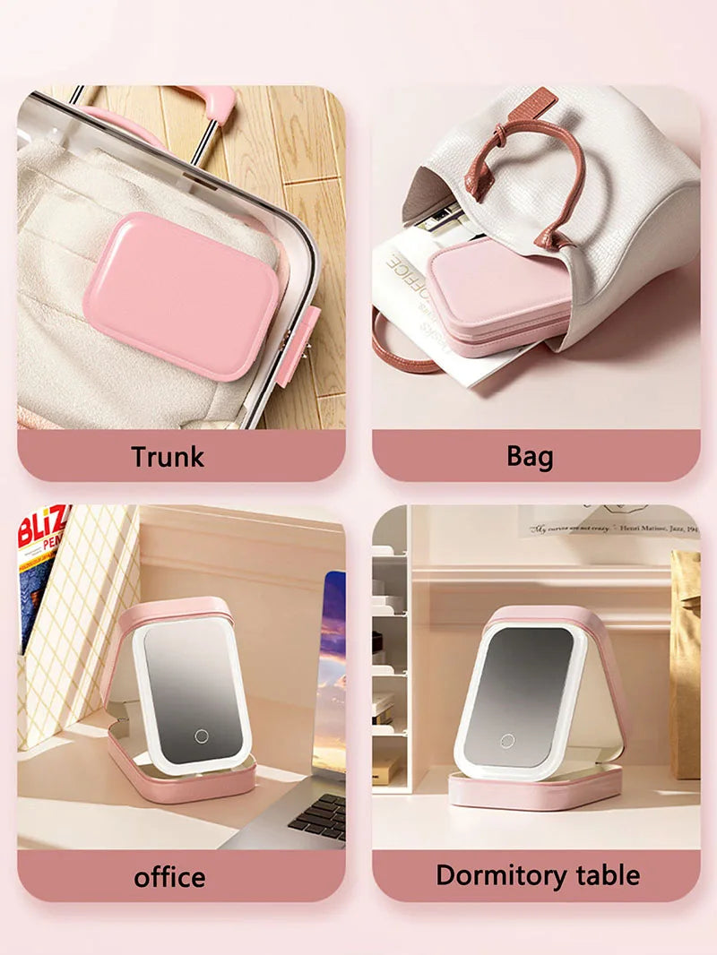 LED Makeup Bag with Mirror – Portable Lighted Cosmetic Case for Women