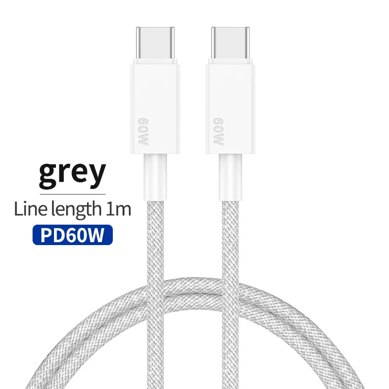 65W GaN Dual USB-C Wall Charger – Flat, Foldable Plug, Fast Charging, White/Black