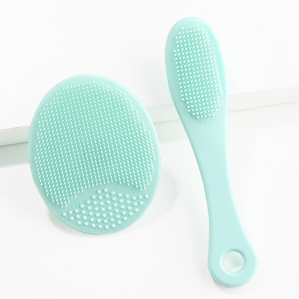 2-Piece Silicone Facial Cleansing Brush Set – Blackhead Remover & Makeup Cleanser