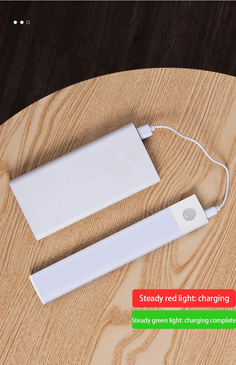 LED Bar Light with Motion Sensor – USB Rechargeable Cabinet Light (10–50cm)