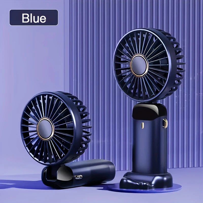 Portable Mini Fan – 6 Speeds, LED Light, USB Rechargeable & Foldable