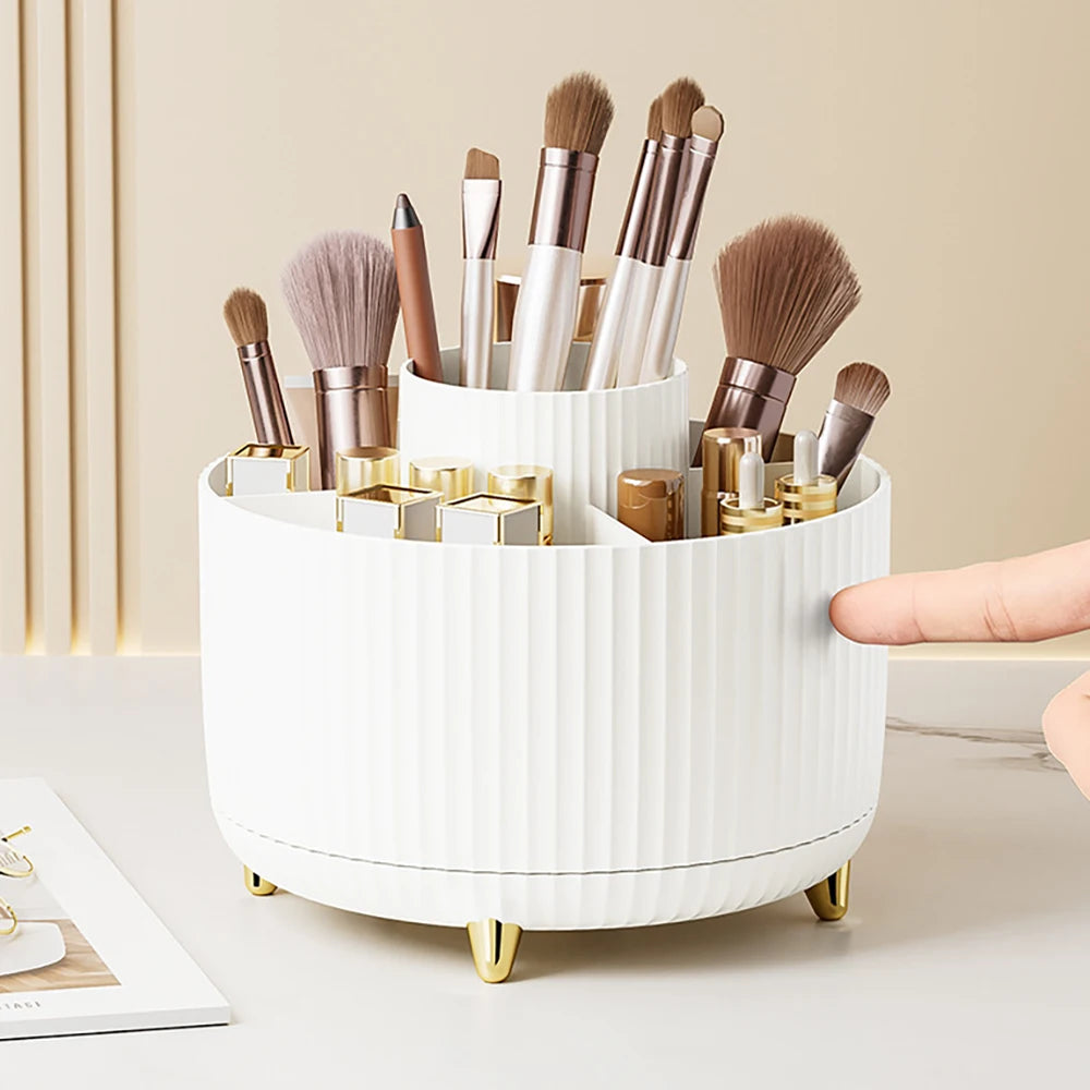 360 Rotating Makeup Desktop Cosmetic Storage Box Organizer Large Capacity for Bathroom Portable Lipstick Makeup Brush Pen