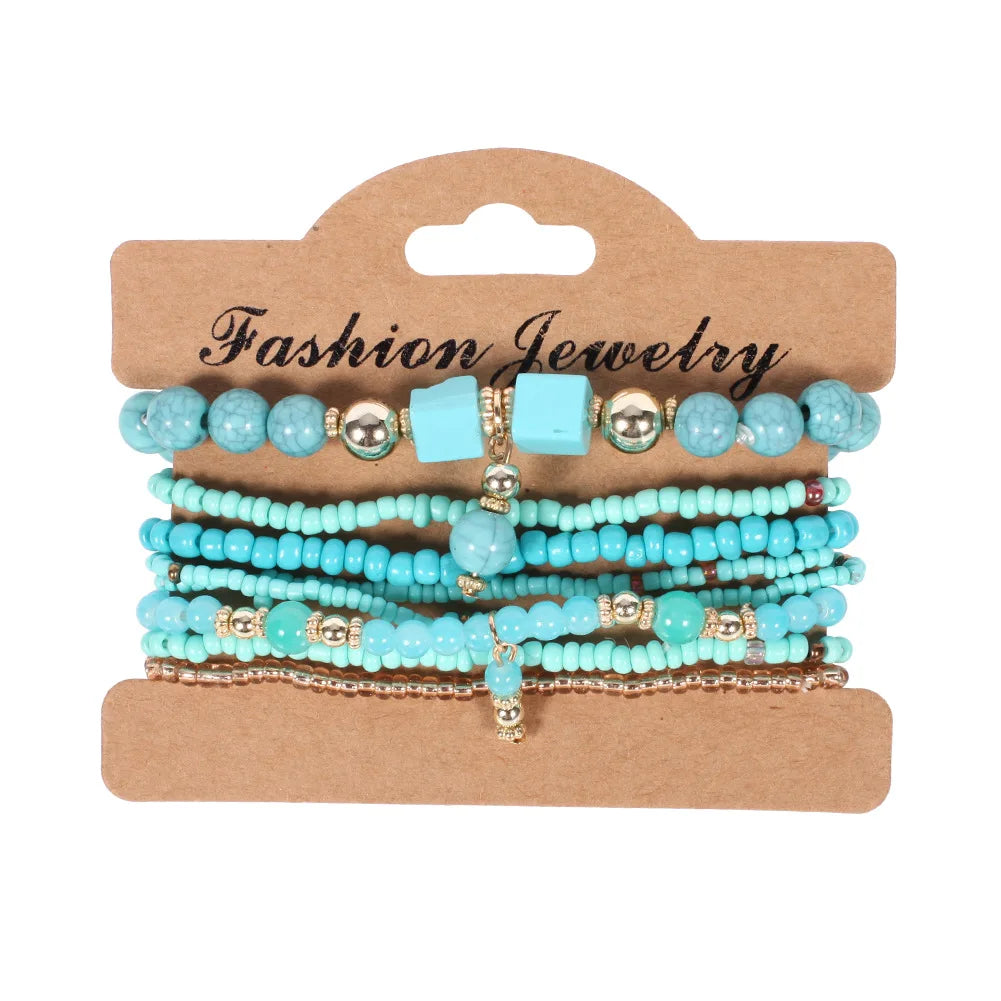 Bohemian Beaded Bracelet Set — Colorful Stackable