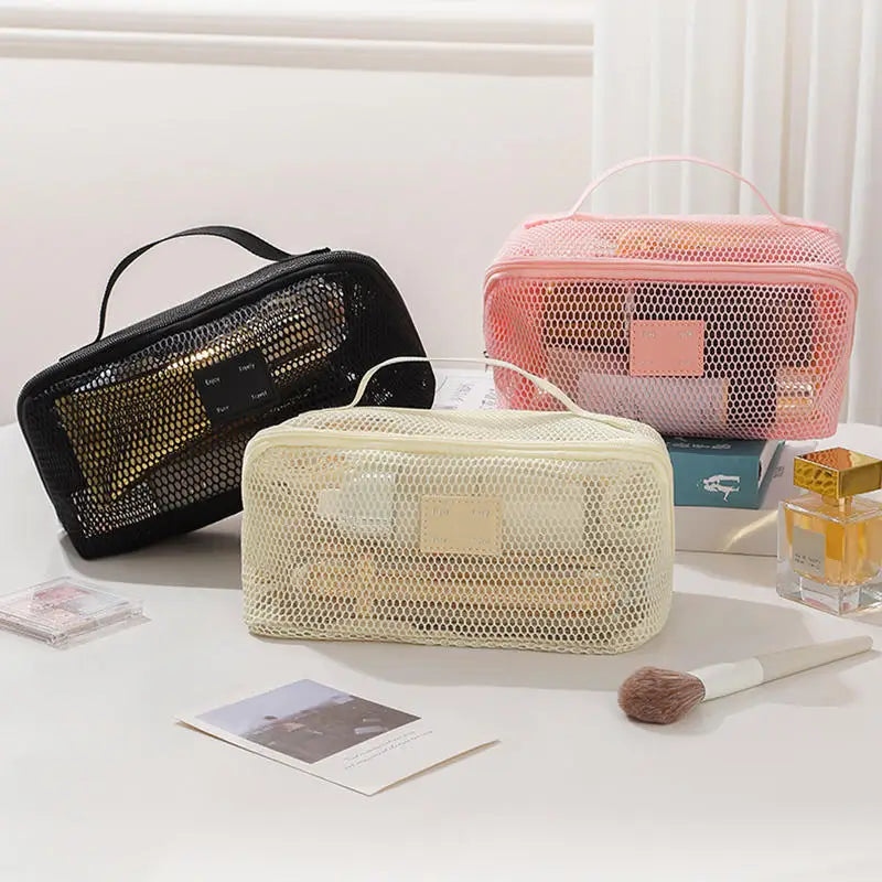 Women's Makeup Organizer Bag – Zipper Toiletry Kit & Travel Cosmetic Pouch