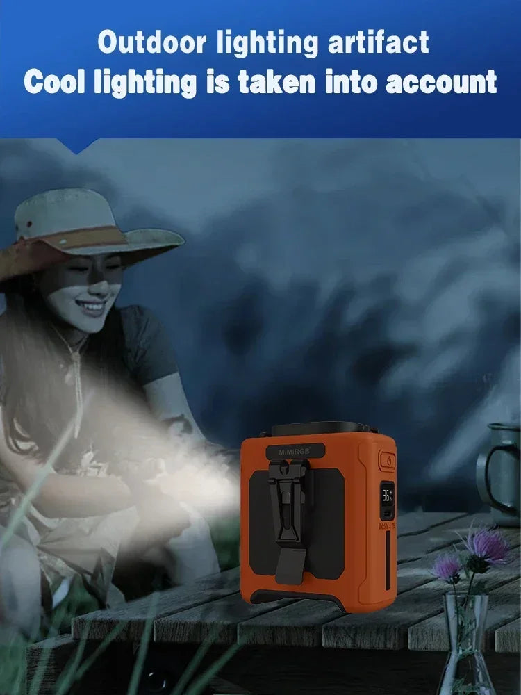 Portable Waist & Neck Fan 3-in-1 – 10000mAh Power Bank, LED Light, 5 Speeds