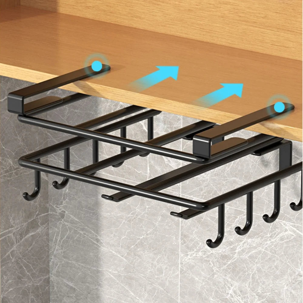 Under-Cabinet Kitchen Hanging Organizer Rack – Multi-Use Hook Shelf for Cupboard Storage