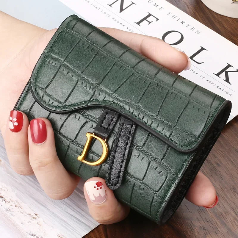 Women's Mini Card Holder Clutch – PU Leather, Letter Print | Brown, Pink, Green, Black