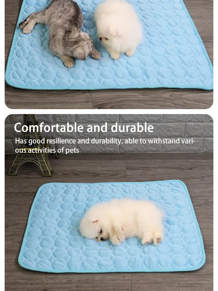 Pet Cooling Mat – Summer Ice Silk Sleeping Pad for Cats & Dogs