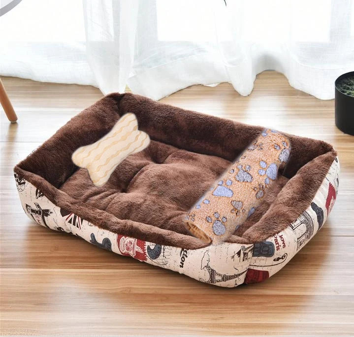 Pet Large Dog Bed – Warm House Candy-Colored Square Nest for Dogs & Cats