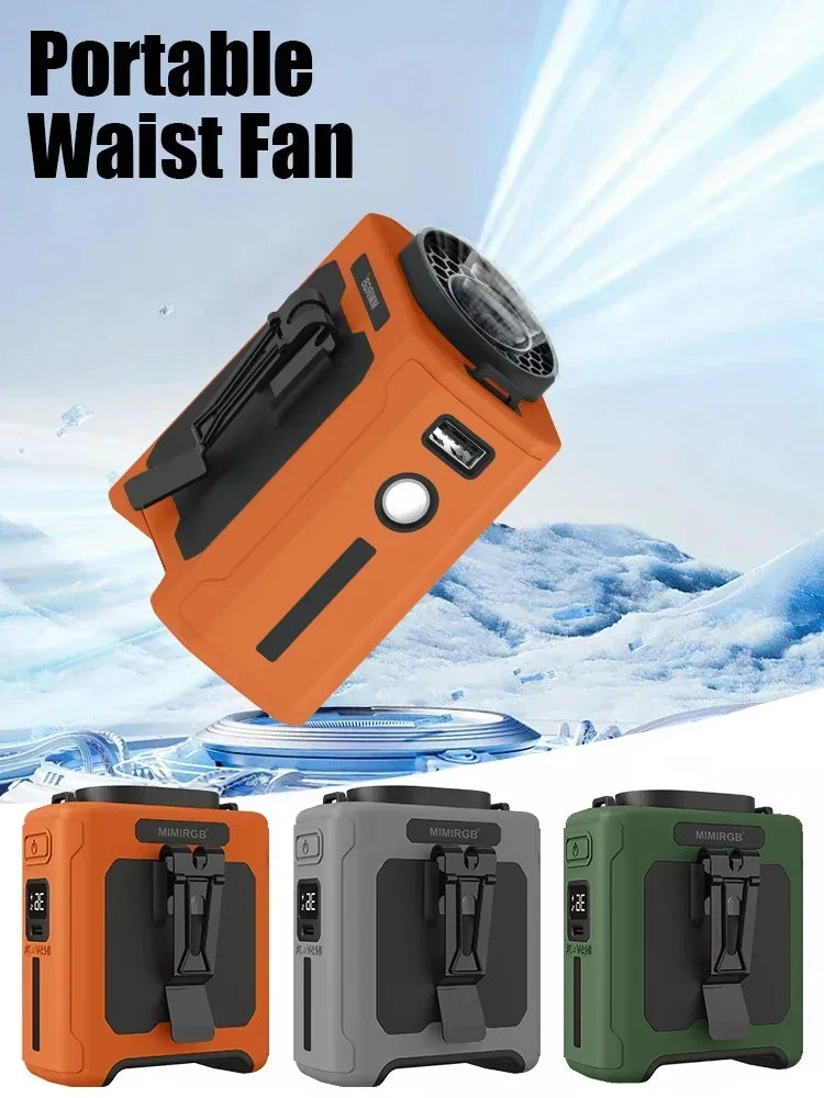 Portable Waist & Neck Fan 3-in-1 – 10000mAh Power Bank, LED Light, 5 Speeds