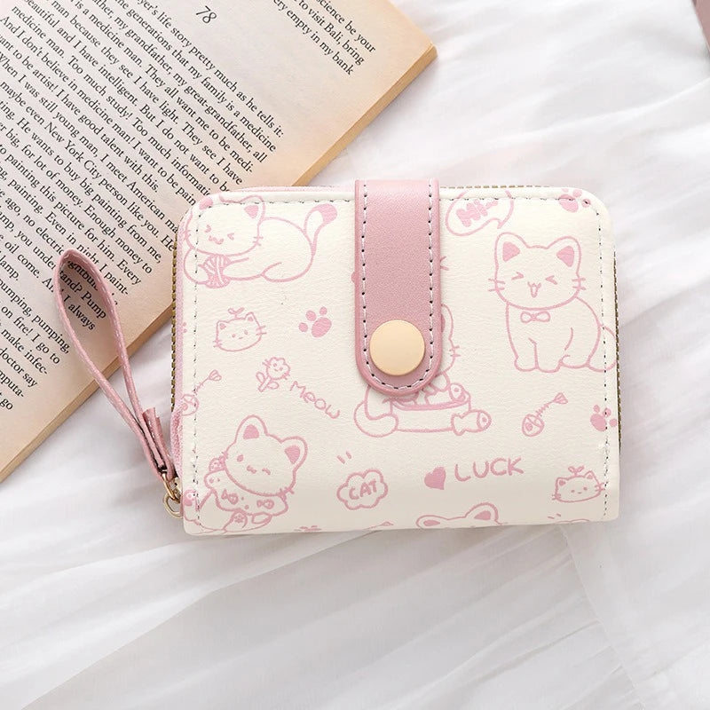 Cute Cat Wallet for Women – PU Leather Card Holder Purse with Coin Pocket