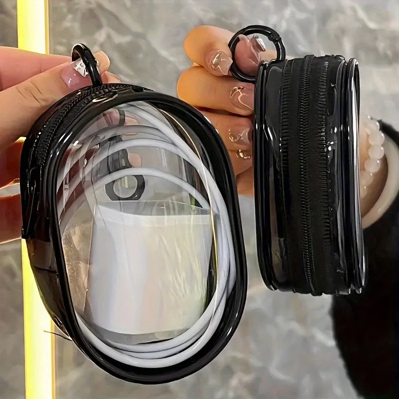 Mini Clear Zipper Storage Pouch with Keychain