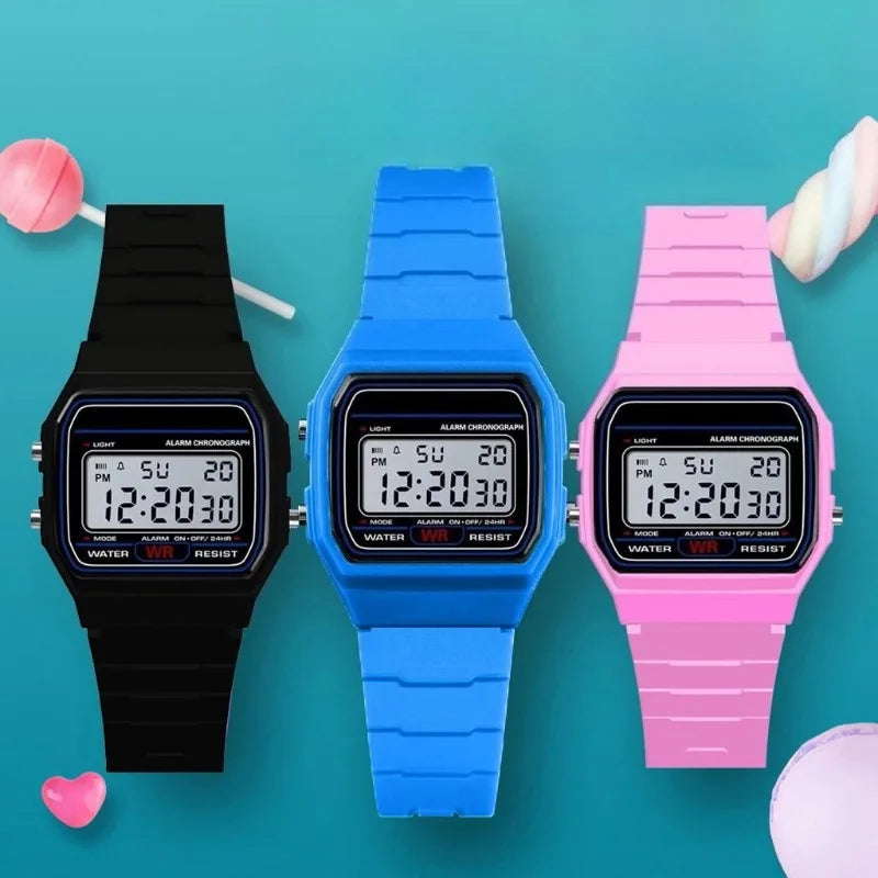 Sport LED Digital Watch – Rubber Band, Alarm & Backlight | Black, Purple, Pink, Red, White, Rose