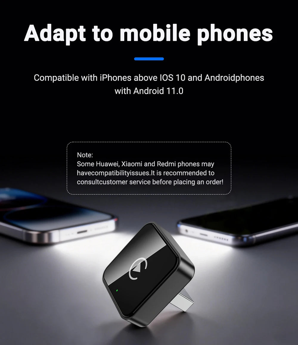 2-in-1 Wireless CarPlay & Android Auto Adapter – 5GHz WiFi, USB-C/USB