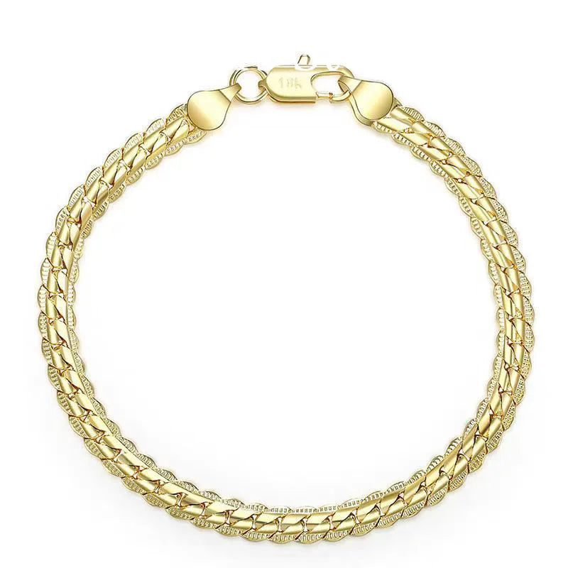 925 Sterling Silver Embossed Bracelet — 18K Gold