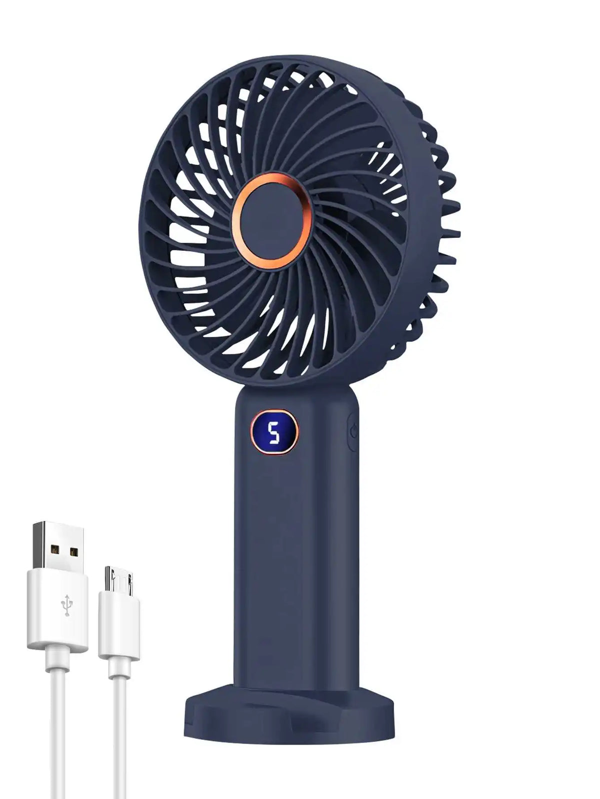 Sweetfull Portable Handheld Fan – USB Rechargeable, Digital Display, 5-Speed, Brushless & Quiet (7 Colors)