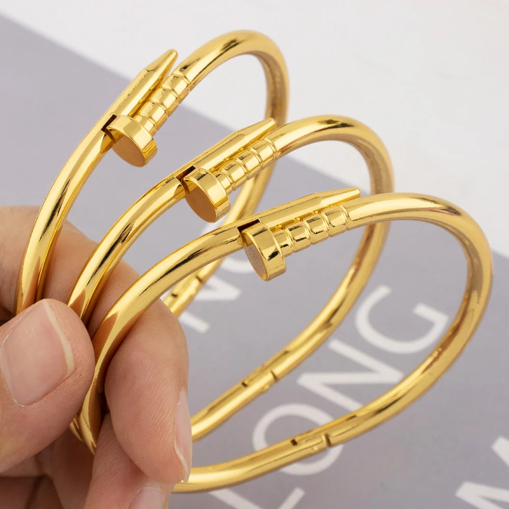 Gold Plated Steel Bangle Bracelet