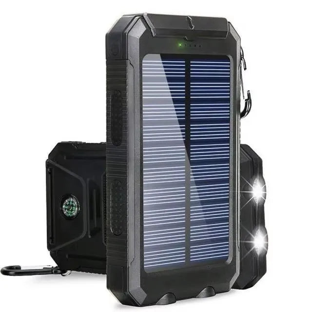 Solar Power Bank 80000mAh – Portable Charger with LED Flashlight & Compass