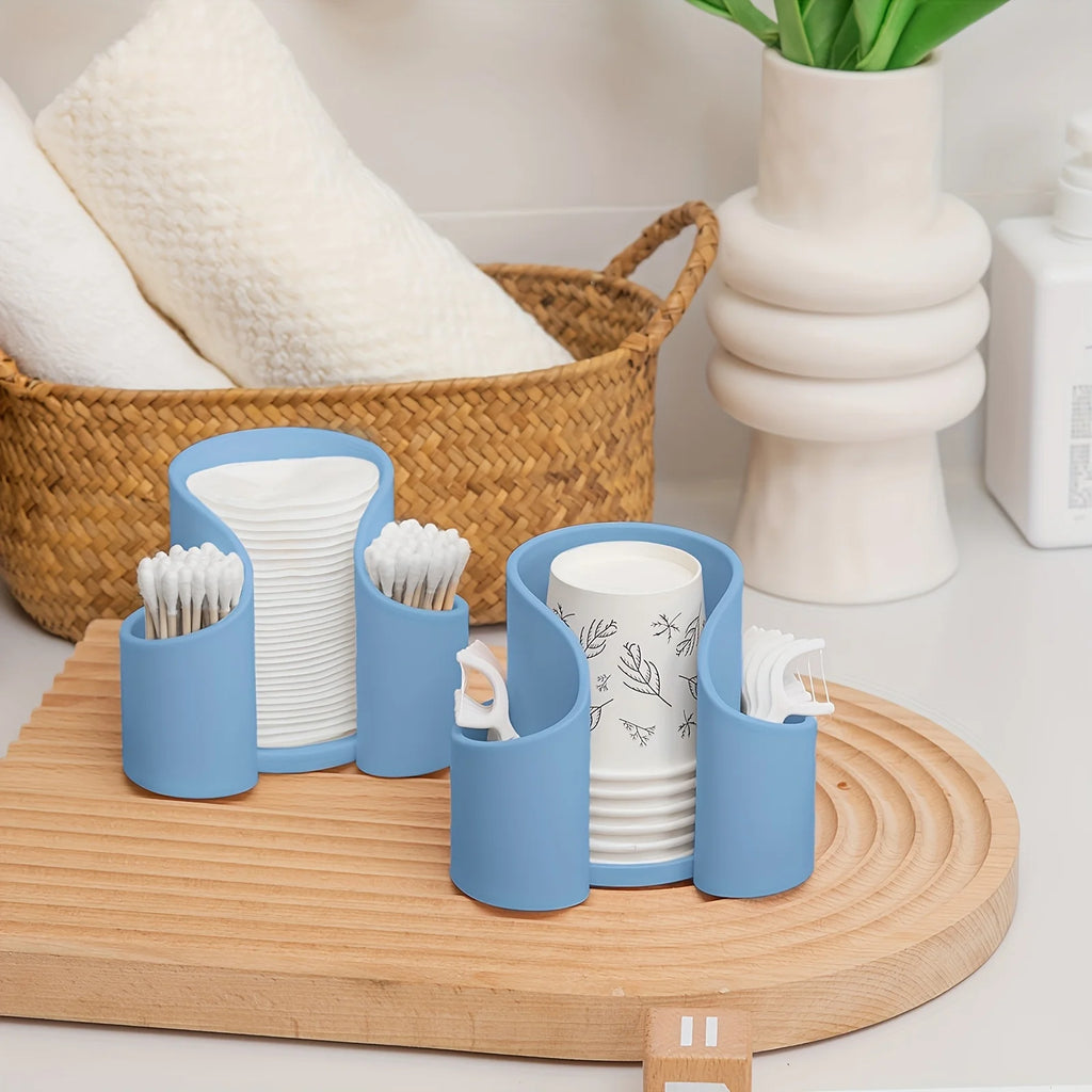 Compact Bathroom Countertop Organizer – Q-Tips, Floss & Makeup Storage