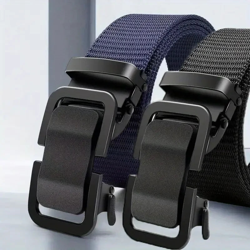 Men's Nylon Canvas Belt – Automatic Metal Buckle, Outdoor & Work