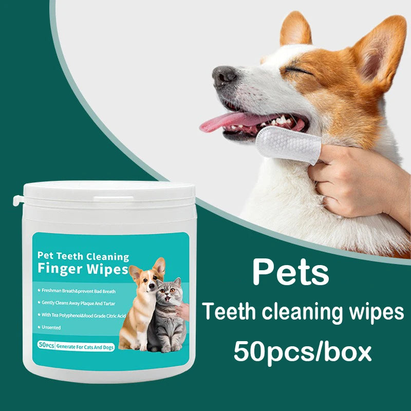 Disposable Pet Finger Toothbrush — Teeth Cleaning Wipes
