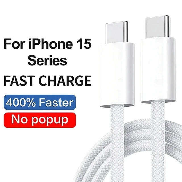 USB-C Fast Charging Cable & Charger for iPhone – 35W PD, 60W, 1M/1.5M/2M