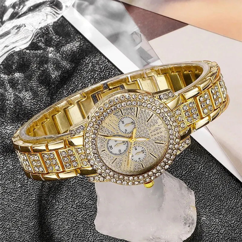 Women's 6-Piece Gold Rhinestone Jewelry Set