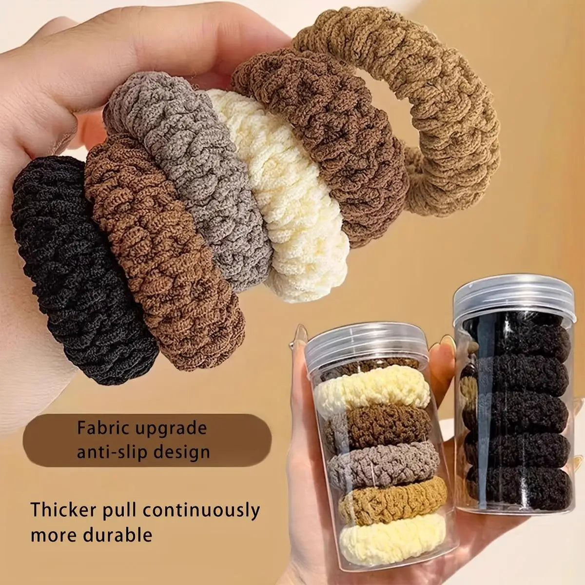 Thick Knit Scrunchies – 6-Piece Ponytail Holder Set