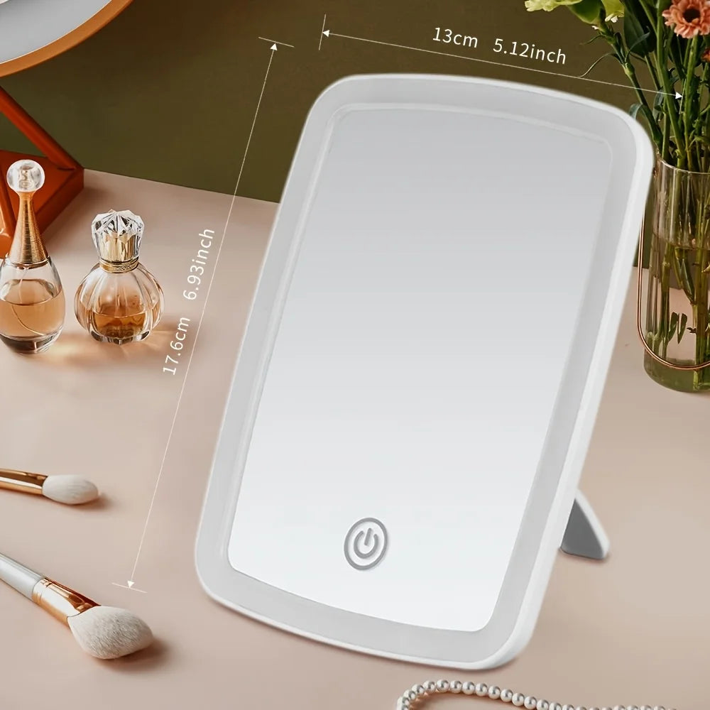 LED Makeup Mirror with Stand – Foldable, Touch Screen, Portable Vanity Mirror