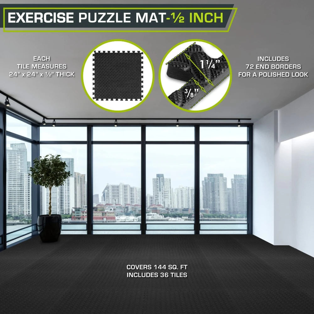 16-Piece EVA Foam Interlocking Gym Mat – Non-Slip, Waterproof Floor Tiles