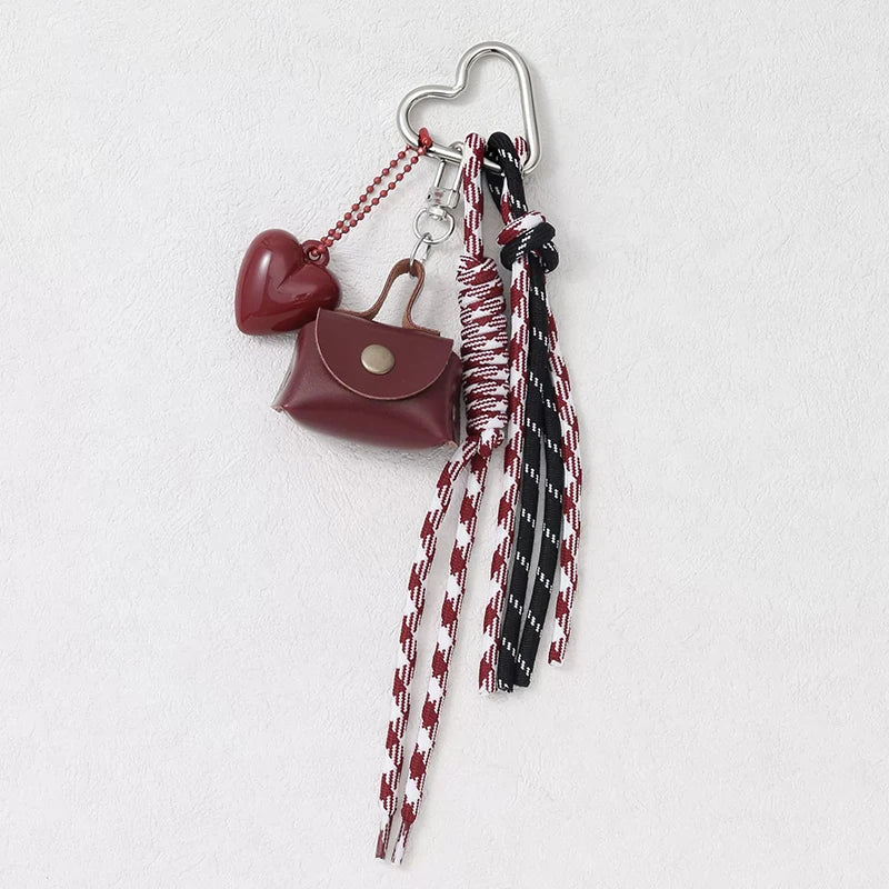 Leather Braided Bag Charm – Mini Bow Pendant for Handbags, Keys & Phone