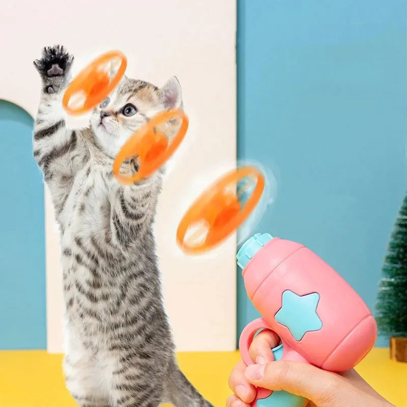 Mini Flying Disc Launcher Cat Toy – Interactive Shooting Gun for Kittens & Cats
