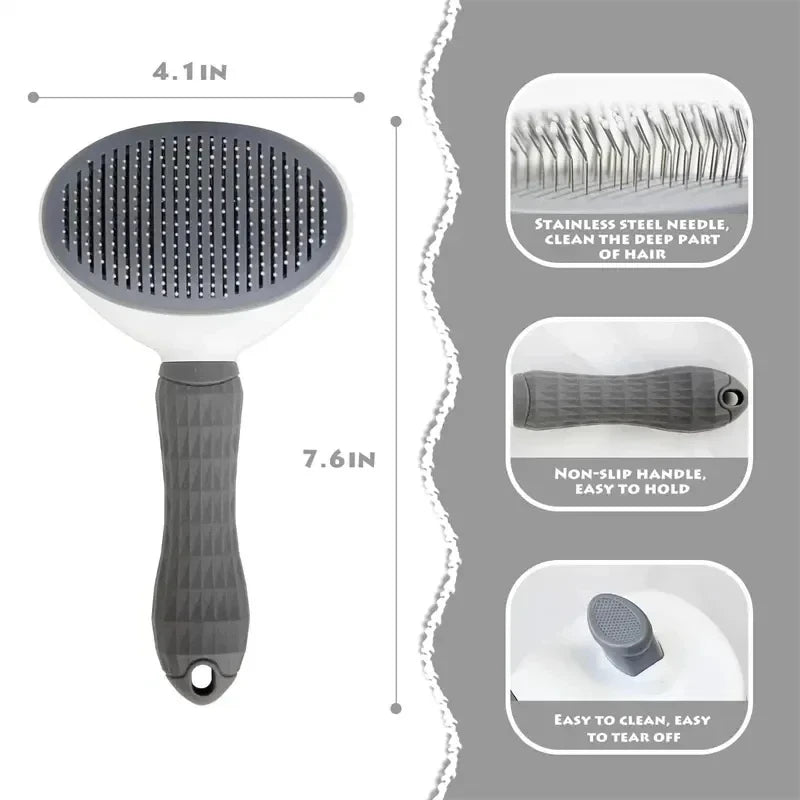 Self-Cleaning Pet Brush – Slicker Brush & Dematting Comb for Dogs & Cats