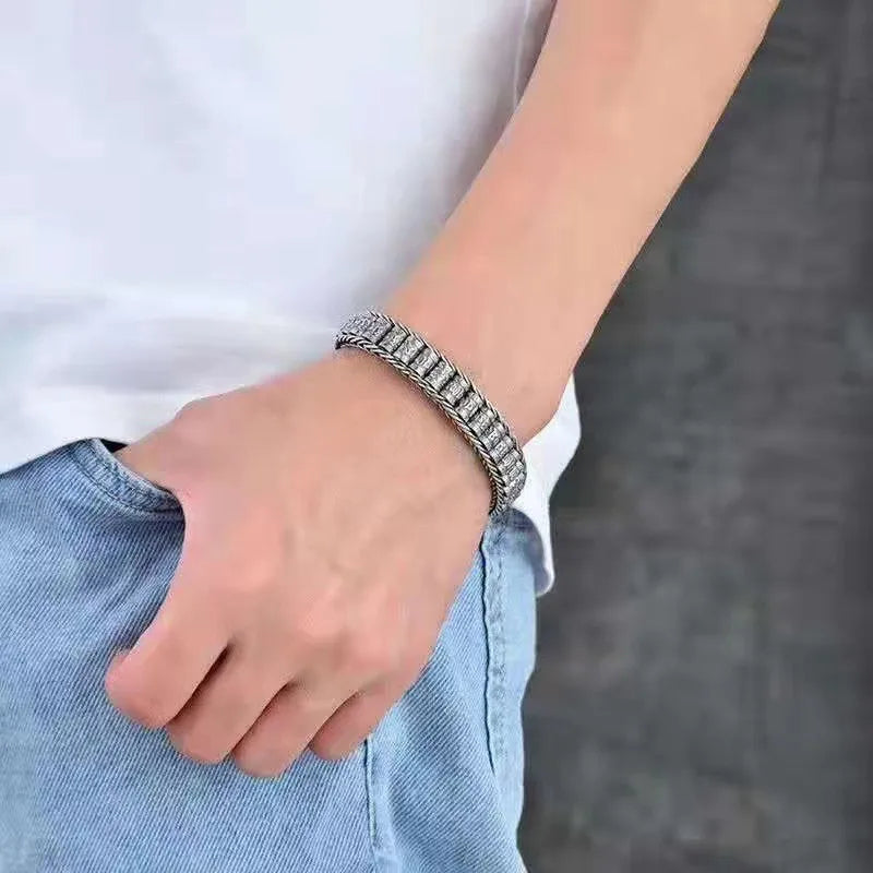 Sterling Silver Geometric Charm Bracelet