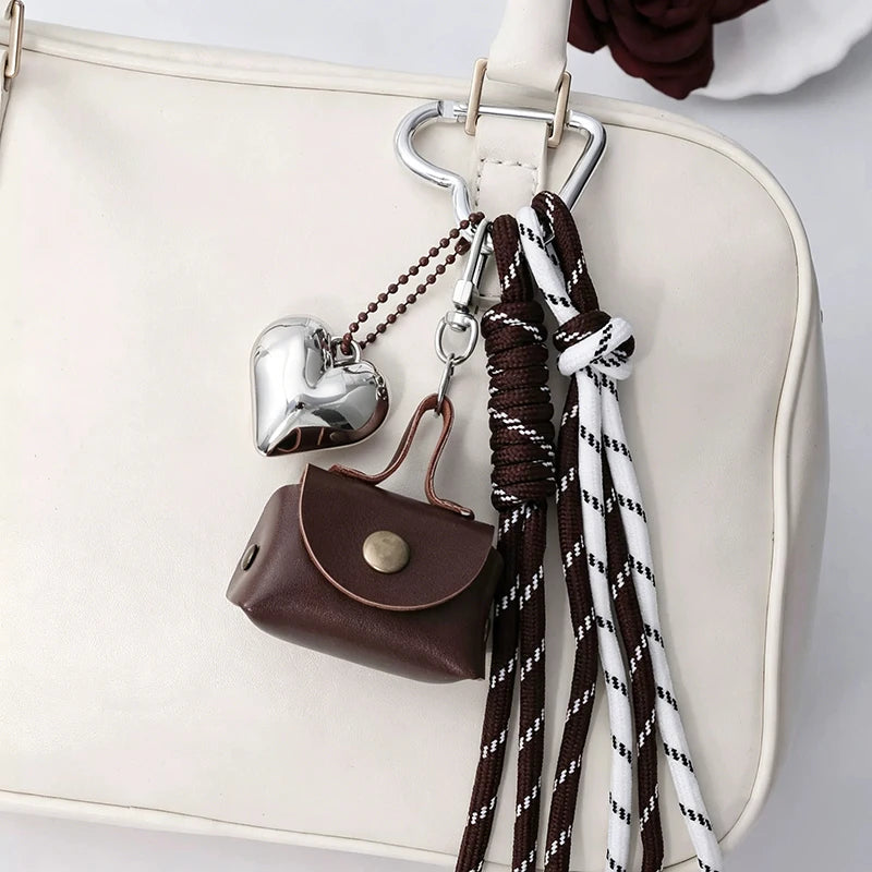 Leather Braided Bag Charm – Mini Bow Pendant for Handbags, Keys & Phone