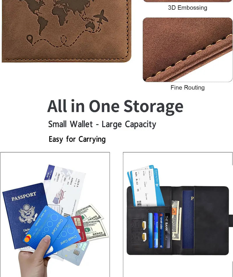 RFID Blocking Passport Holder – PU Leather Travel Wallet for Women & Men