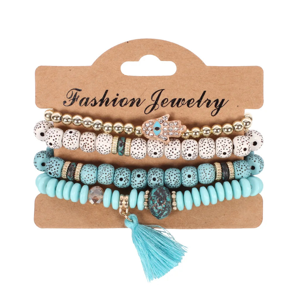 Bohemian Beaded Bracelet Set — Colorful Stackable