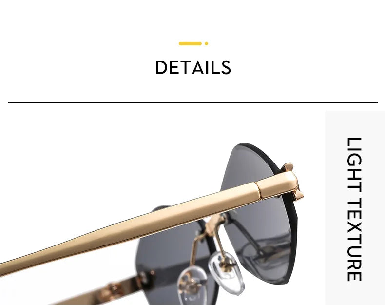 Women's Polygon Rimless Sunglasses – Gold Metal Frame, UV400 | Vintage Rhombus Style