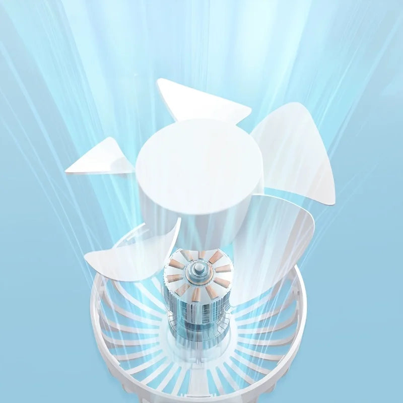 Portable Mini Fan – 6 Speeds, LED Light, USB Rechargeable & Foldable