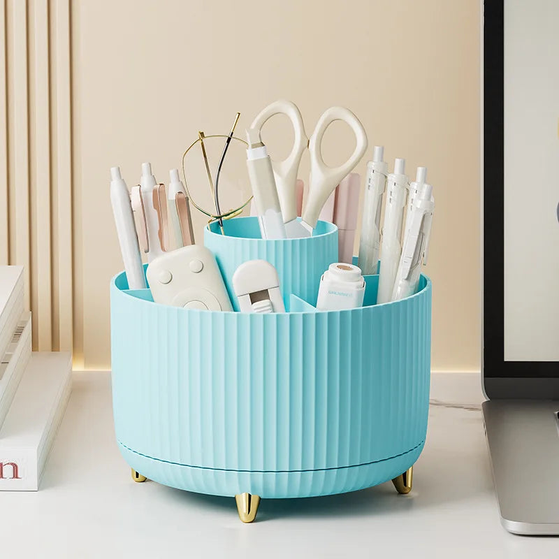360° Rotating Makeup Storage Box – Desktop Cosmetic Organizer & Brush Holder