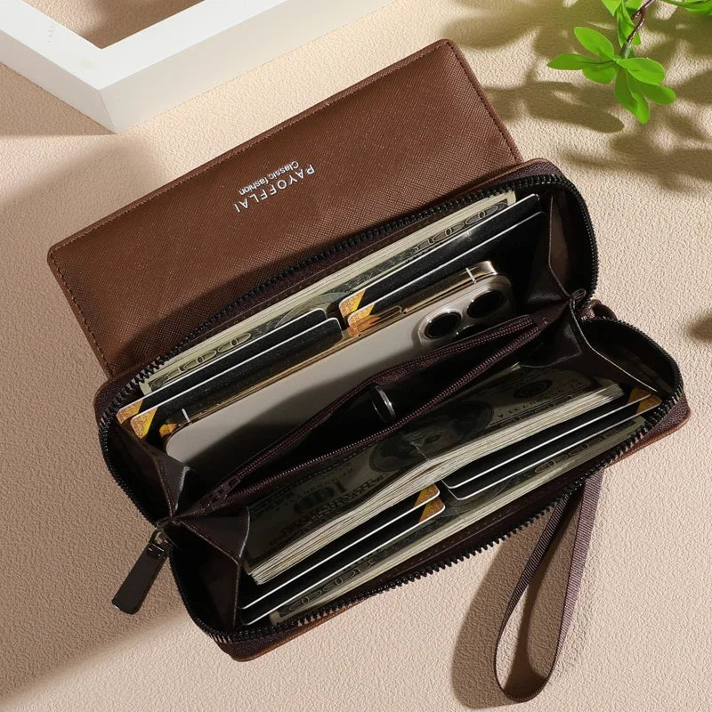 Men's Bifold Organizer Wallet – Faux Leather, Multi-Compartment | 6 Colors