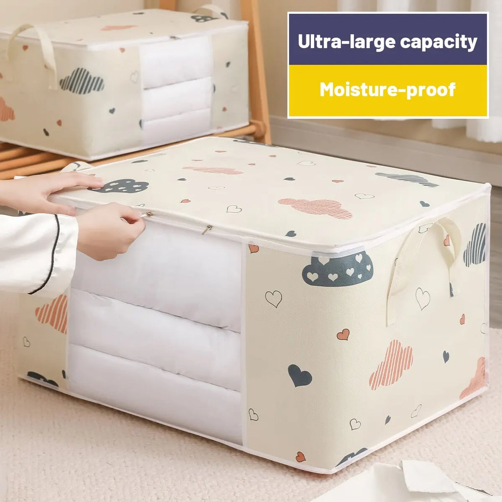 Large Capacity Storage Bag Organizer – Foldable Non-Woven Blanket & Bedding Bag