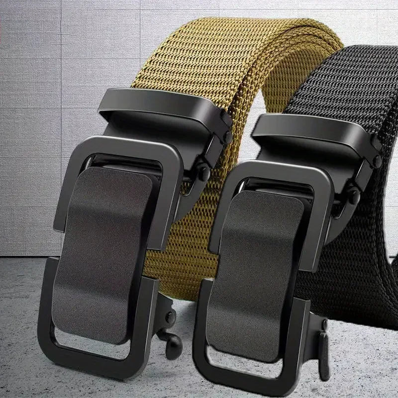 Men's Nylon Canvas Belt – Automatic Metal Buckle, Outdoor & Work