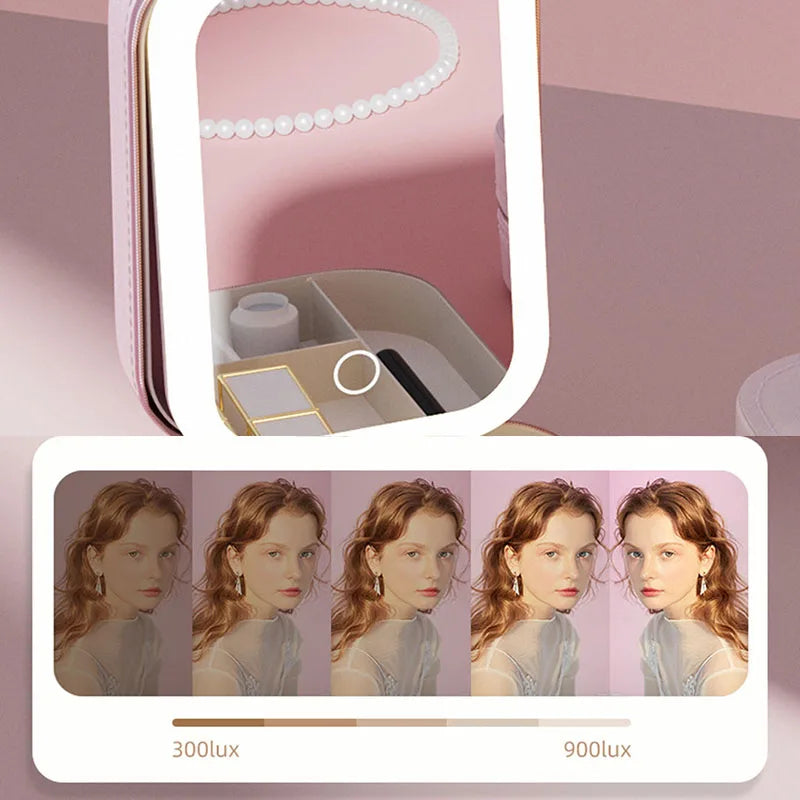LED Makeup Bag with Mirror – Portable Lighted Cosmetic Case for Women