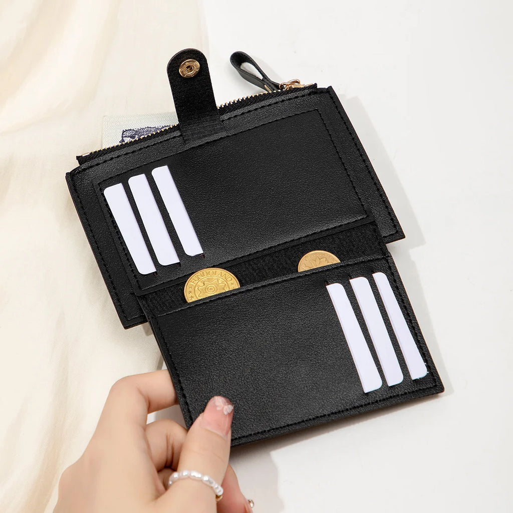 Women's Mini PU Leather Wallet – Ultra-Thin Card Holder & Coin Purse