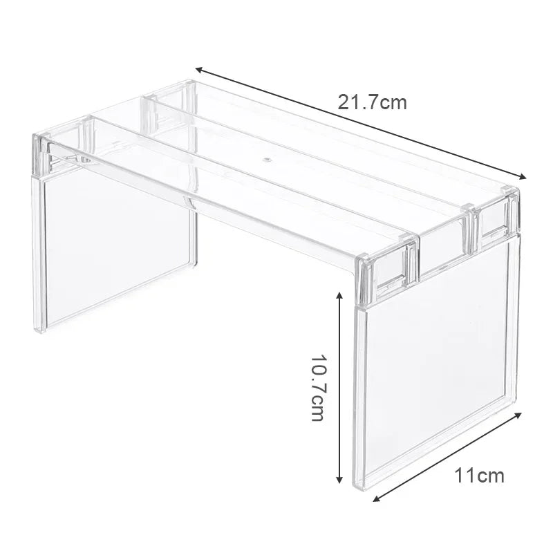 Clear Expandable Cabinet Organizer – Spice & Dish Divider for Kitchen & Bathroom