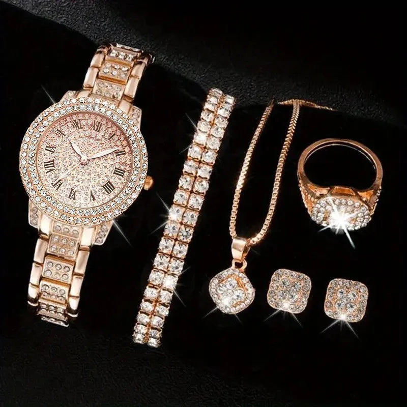 Women's Crystal Watch & Bracelet Set
