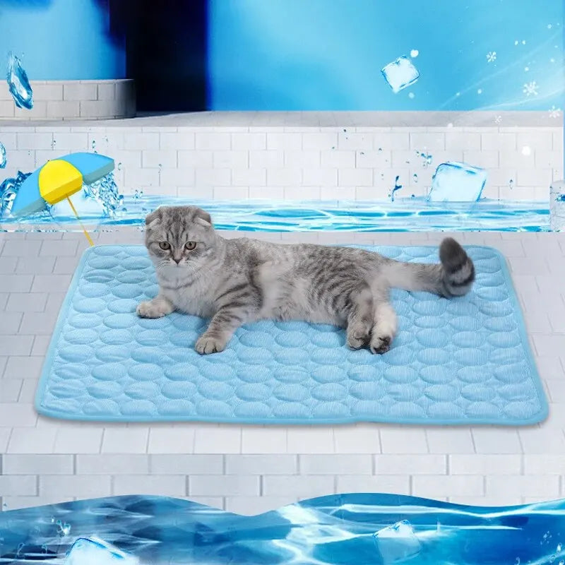 Pet Cooling Mat – Summer Ice Silk Sleeping Pad for Cats & Dogs